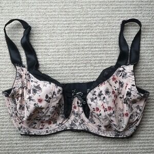Freya Piper Balcony Bra Women 28GG (UK) / 28J (US) Pink Black Floral Lace AA1232